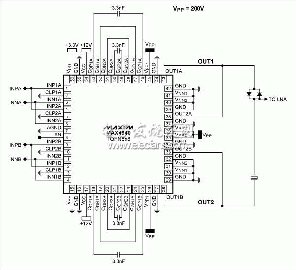 圖15。 應(yīng)用圖的BTL應(yīng)用程序中的MAX4940駕駛4A。